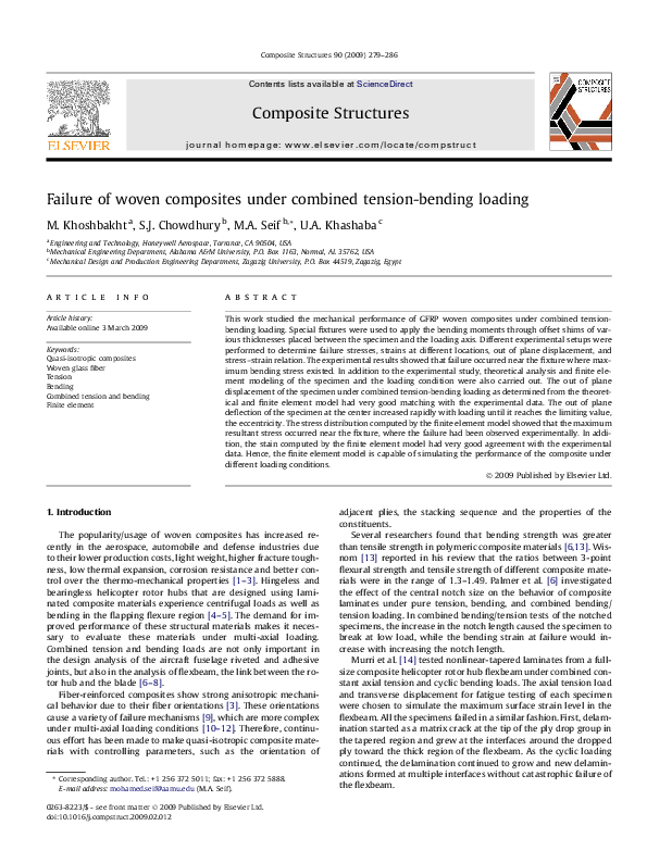 (PDF) Failure of woven composites under combined tension-bending loading
