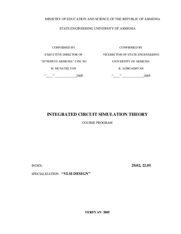 (PDF) New simulation methods for MOS VLSI timing and reliability