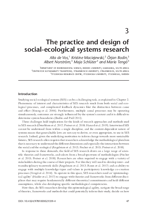 (PDF) The practice and design of social-ecological systems research
