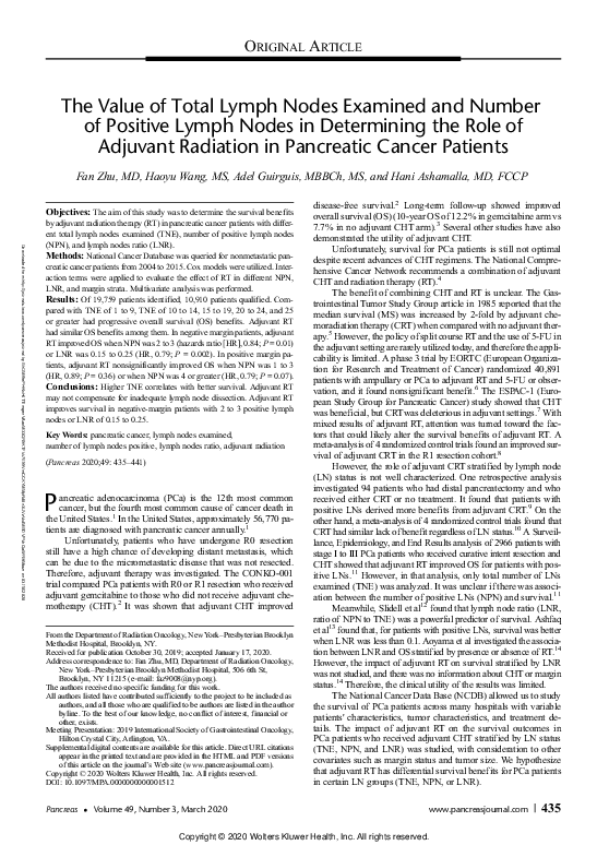 (PDF) The Value of Total Lymph Nodes Examined and Number of Positive ...