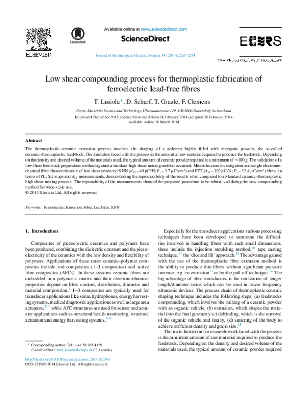(PDF) Low shear compounding process for thermoplastic fabrication of ...