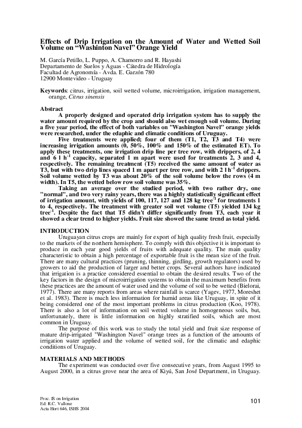 (PDF) Effects of Drip Irrigation on the Amount of Water and Wetted Soil ...