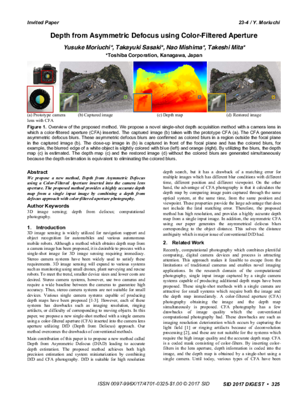 (PDF) 23‐4: Invited Paper: Depth from Asymmetric Defocus using Color ...