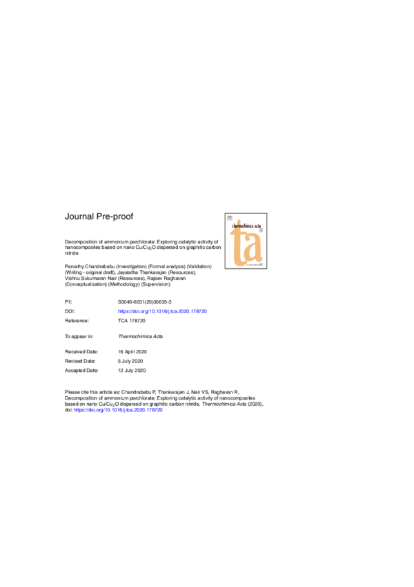 (PDF) Decomposition of ammonium perchlorate: Exploring catalytic ...