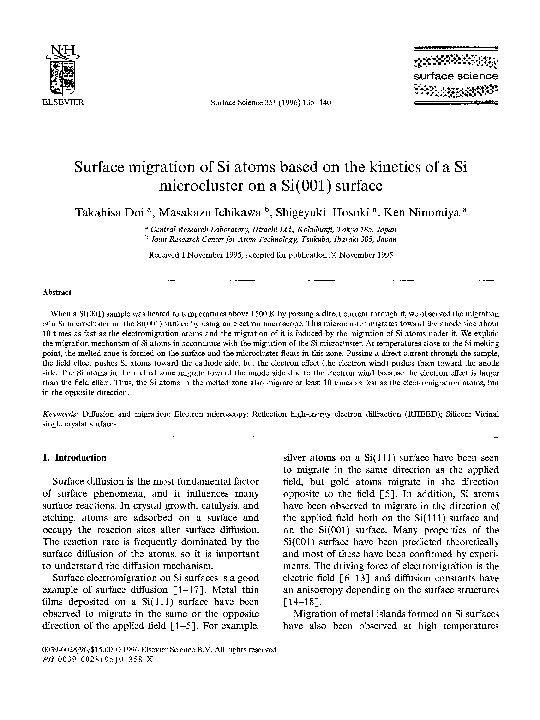 (PDF) Surface migration of Si atoms based on the kinetics of a Si ...