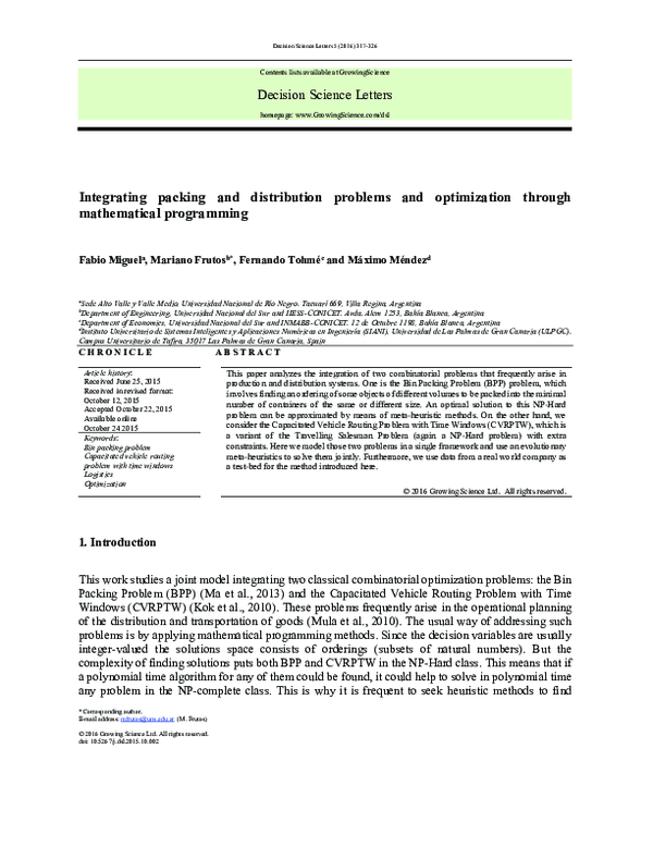 (PDF) Integrating packing and distribution problems and optimization ...