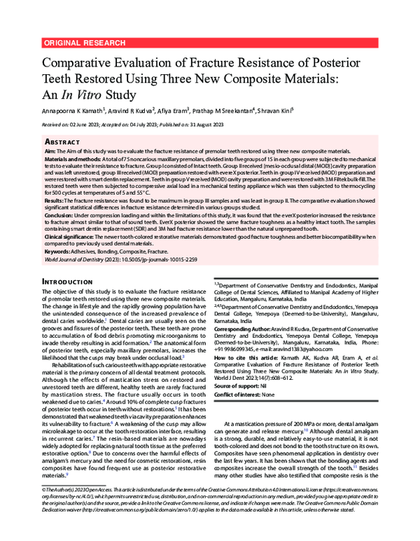(PDF) Comparative Evaluation of Fracture Resistance of Posterior Teeth ...