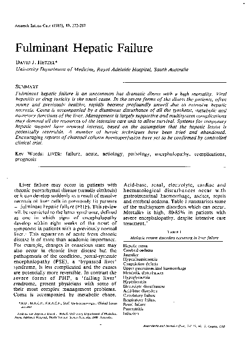 (PDF) Fulminant Hepatic Failure