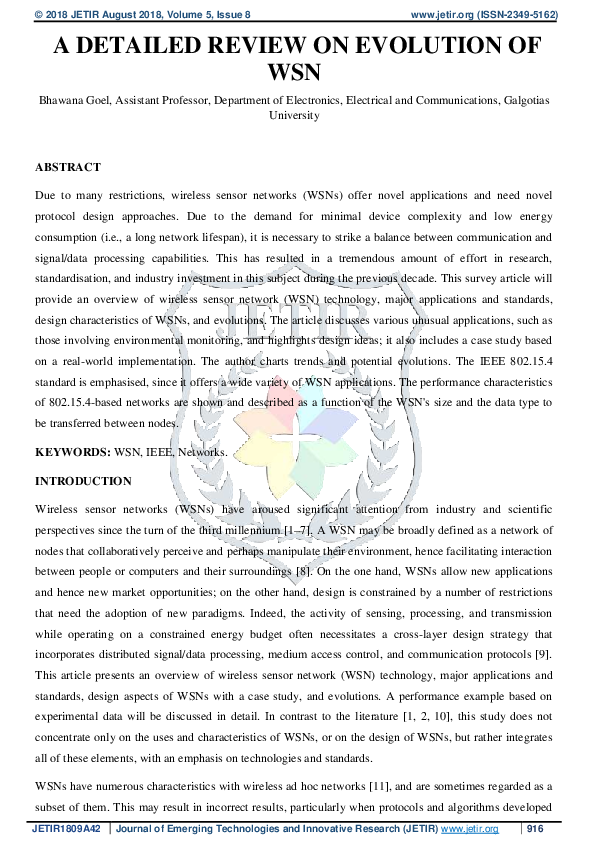 (PDF) A Detailed Review on Evolution of WSN