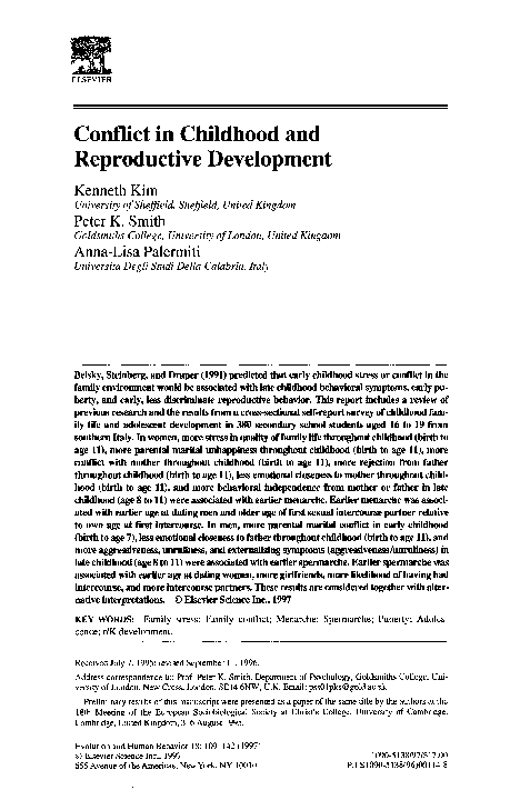 (PDF) Conflict in childhood and reproductive development
