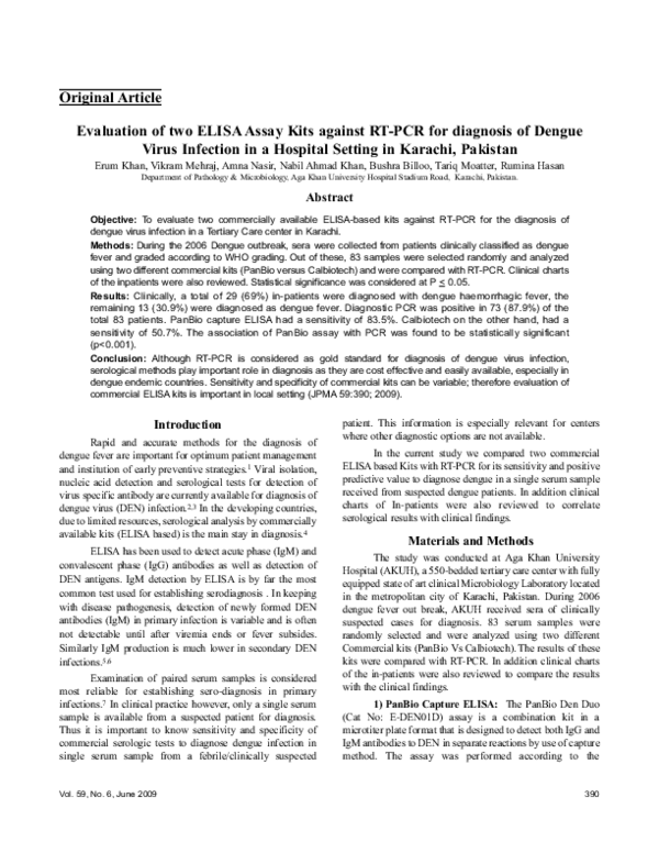 (PDF) Evaluation of two ELISA assay kits against RT-PCR for diagnosis ...