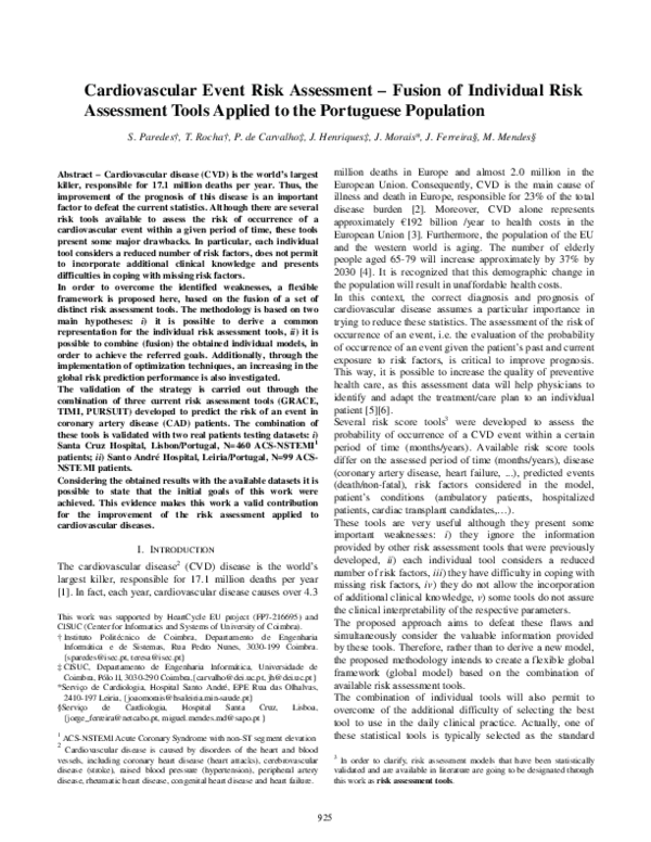 (PDF) Fusion of CVD Risk Assessment Tools in Portugal