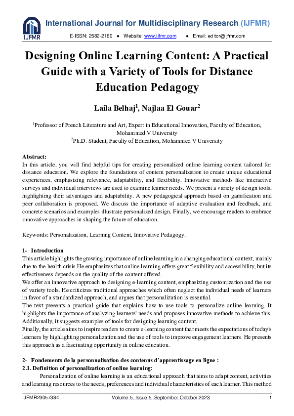 (PDF) Designing Online Learning Content: A Practical Guide with a ...