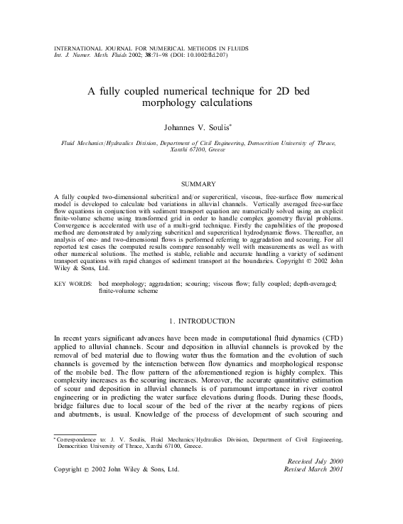 (PDF) A fully coupled numerical technique for 2D bed morphology ...