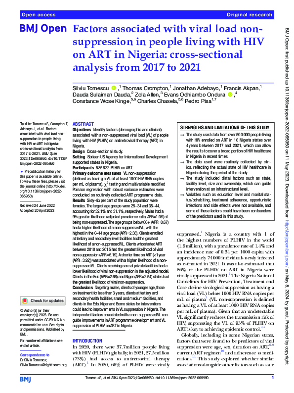 (PDF) Factors associated with viral load non-suppression in people ...