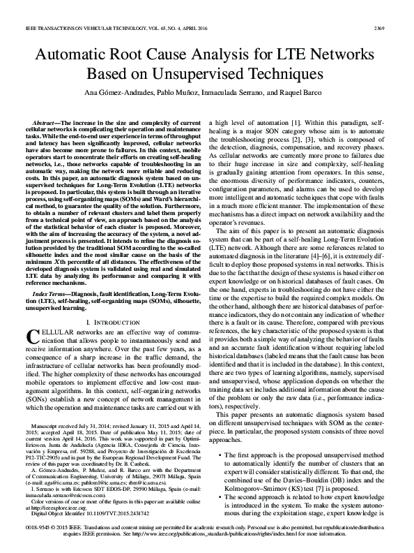(PDF) Automatic Root Cause Analysis for LTE Networks Based on ...