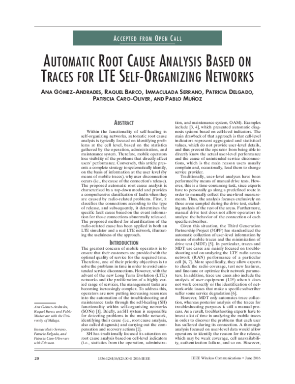 (PDF) Automatic root cause analysis based on traces for LTE self ...