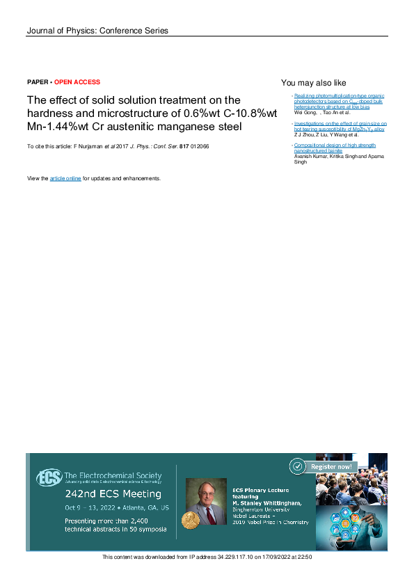 (PDF) The effect of solid solution treatment on the hardness and ...