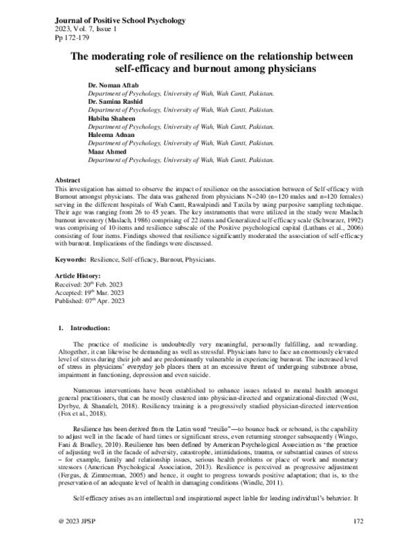 (PDF) The moderating role of resilience on the relationship between ...