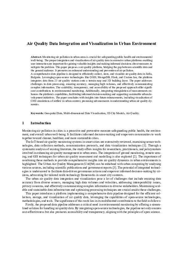 (PDF) Air Quality Data Integration and Visualization in Urban Environment