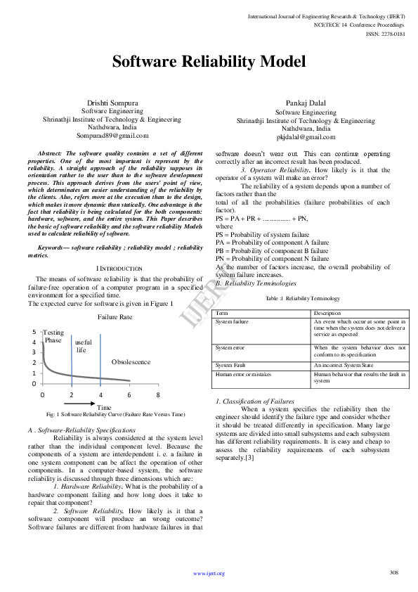 (PDF) Software Reliability Model