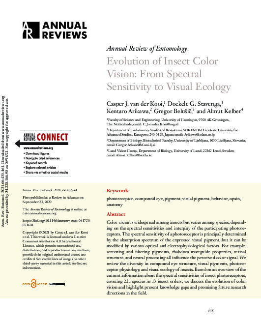 (PDF) Evolution of Insect Color Vision: From Spectral Sensitivity to ...
