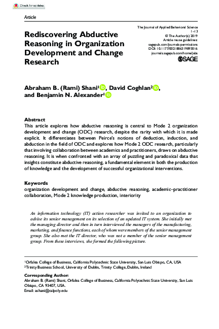 (PDF) Rediscovering Abductive Reasoning in Organization Development and ...
