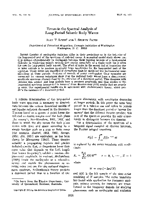 (PDF) Errors in the spectral analysis of long-period seismic body waves