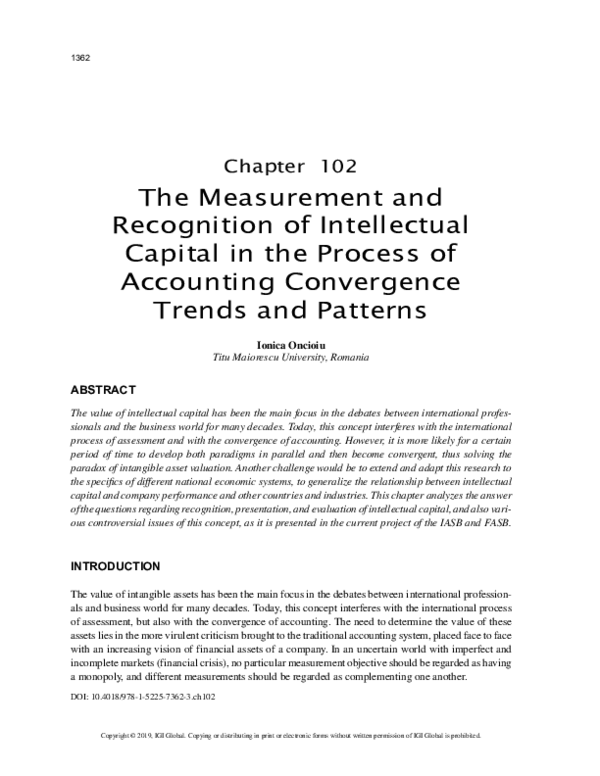 (PDF) The Measurement and Recognition of Intellectual Capital in the ...
