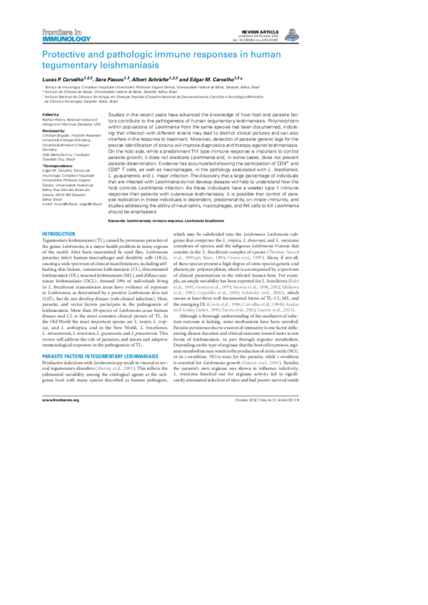 (PDF) Protective and pathologic immune responses in human tegumentary ...