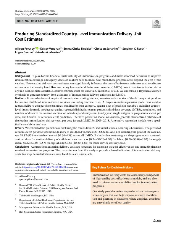 (PDF) Producing Standardized Country-Level Immunization Delivery Unit ...