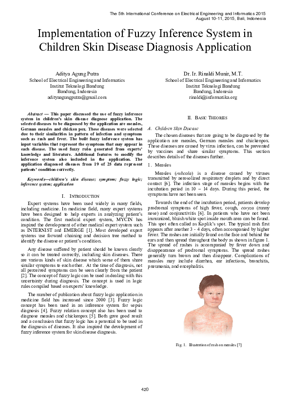 (PDF) Implementation of fuzzy inference system in children skin disease ...