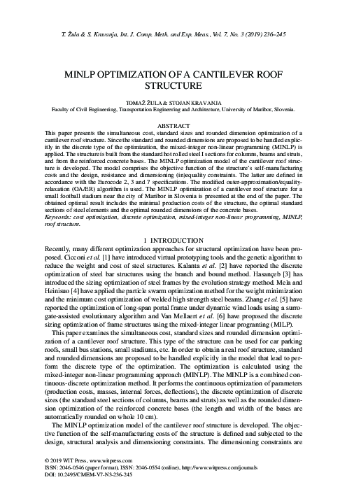 (PDF) Minlp optimization of a cantilever roof structure