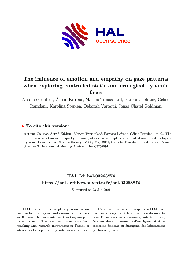 (PDF) The influence of emotion and empathy on gaze patterns when ...