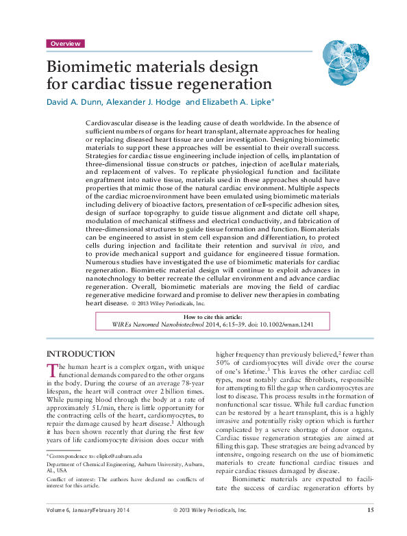 (PDF) Biomimetic materials design for cardiac tissue regeneration
