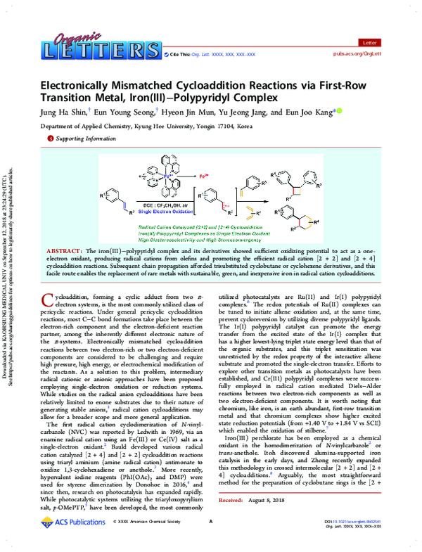 (PDF) Electronically Mismatched Cycloaddition Reactions via First-Row ...
