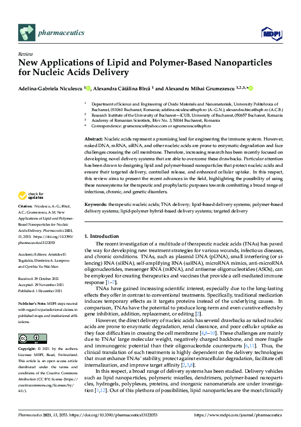 (PDF) New Applications of Lipid and Polymer-Based Nanoparticles for ...