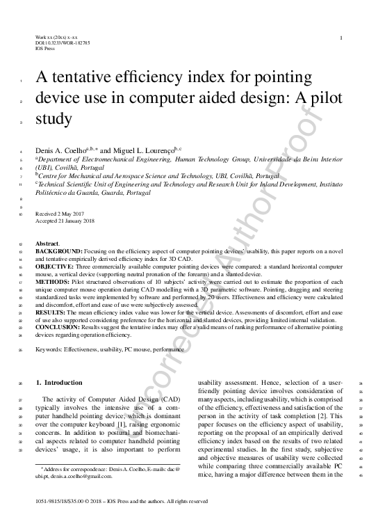 (PDF) A tentative efficiency index for pointing device use in computer ...