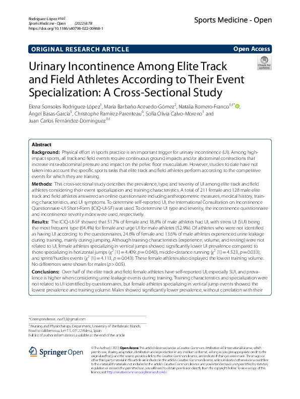 (PDF) Urinary Incontinence Among Elite Track and Field Athletes ...