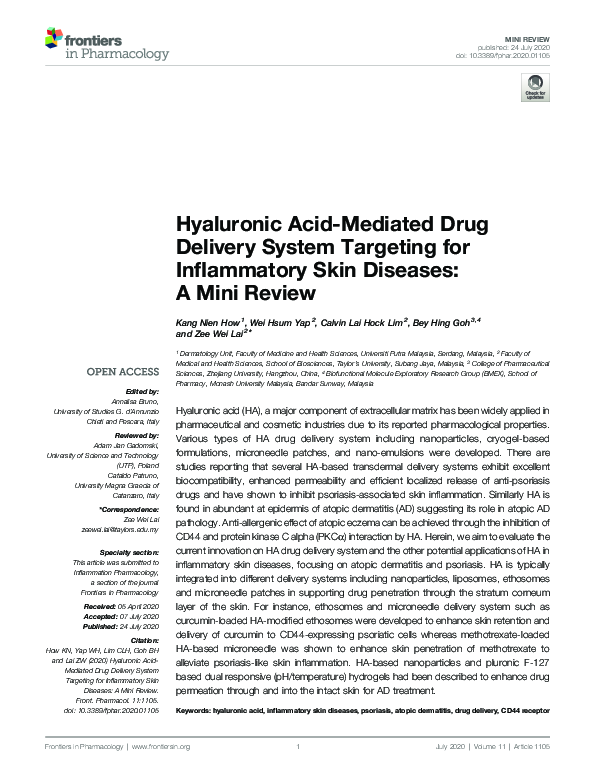 (PDF) Hyaluronic Acid-Mediated Drug Delivery System Targeting for ...