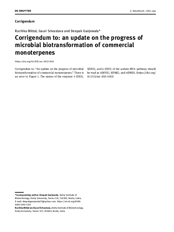 (PDF) Corrigendum to: an update on the progress of microbial ...