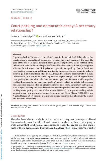 (PDF) Court-packing and democratic decay: A necessary relationship?