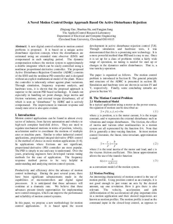 (PDF) A novel motion control design approach based on active ...