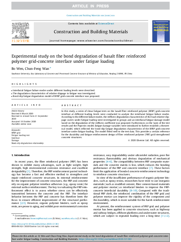 (PDF) Experimental study on the bond degradation of basalt fiber ...