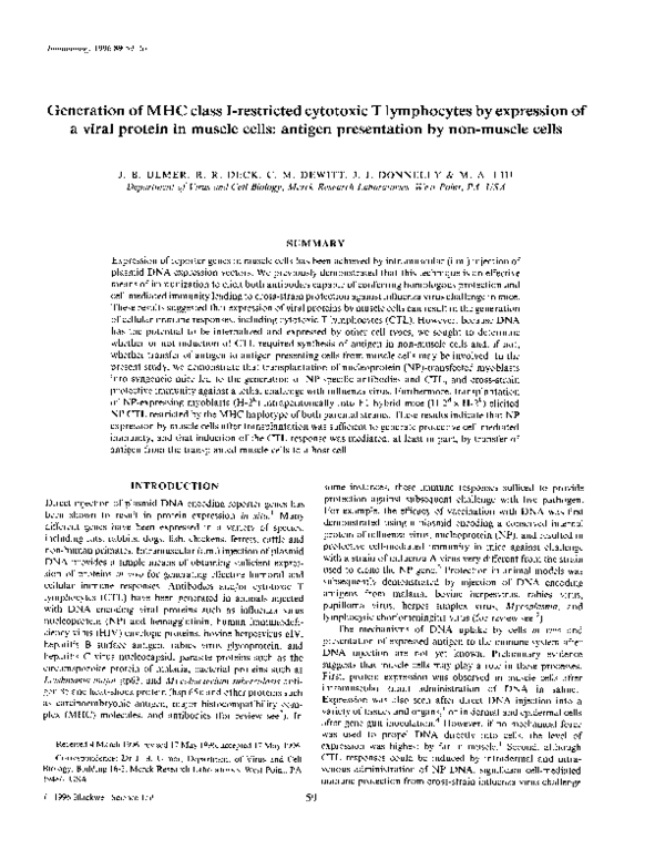 (PDF) Generation of MHC class I‐restricted cytotoxic T lymphocytes by ...