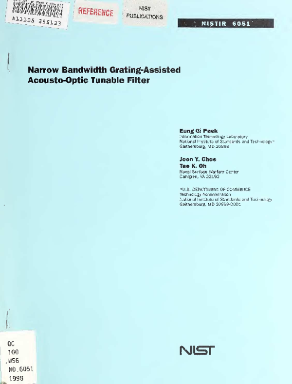 (PDF) Narrow bandwidth grating-assisted acousto-optic tunable filter