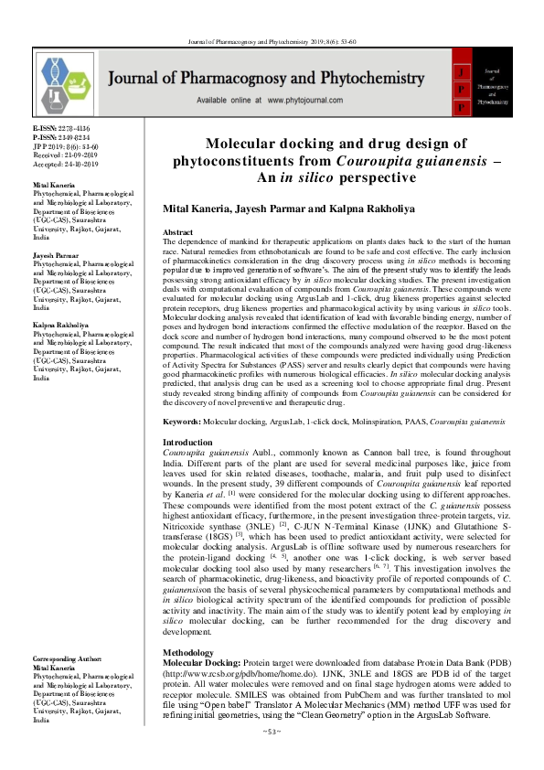 (PDF) Molecular docking and drug design of phytoconstituents from ...