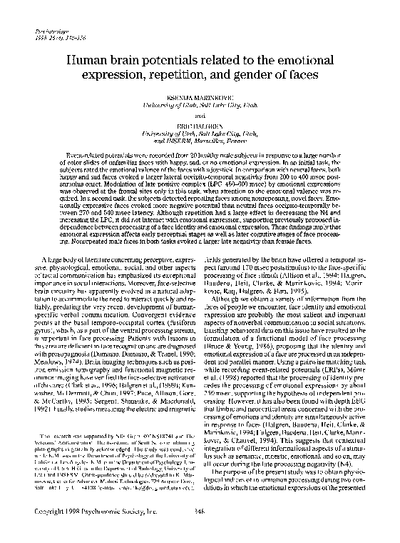 (PDF) Human brain potentials related to the emotional expression ...