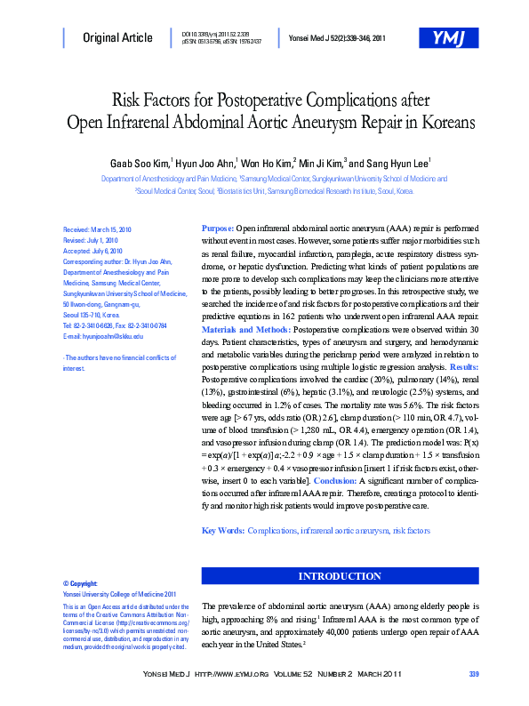 (PDF) Risk Factors for Postoperative Complications After Surgical ...