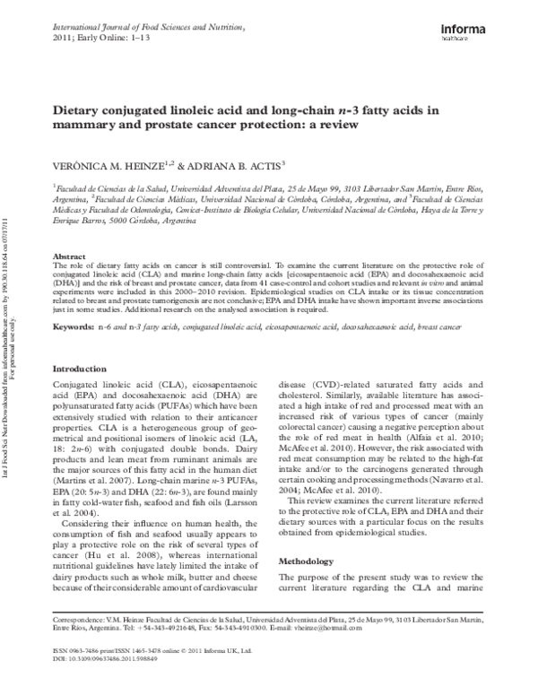 (PDF) Dietary conjugated linoleic acid and long-chainn-3 fatty acids in ...